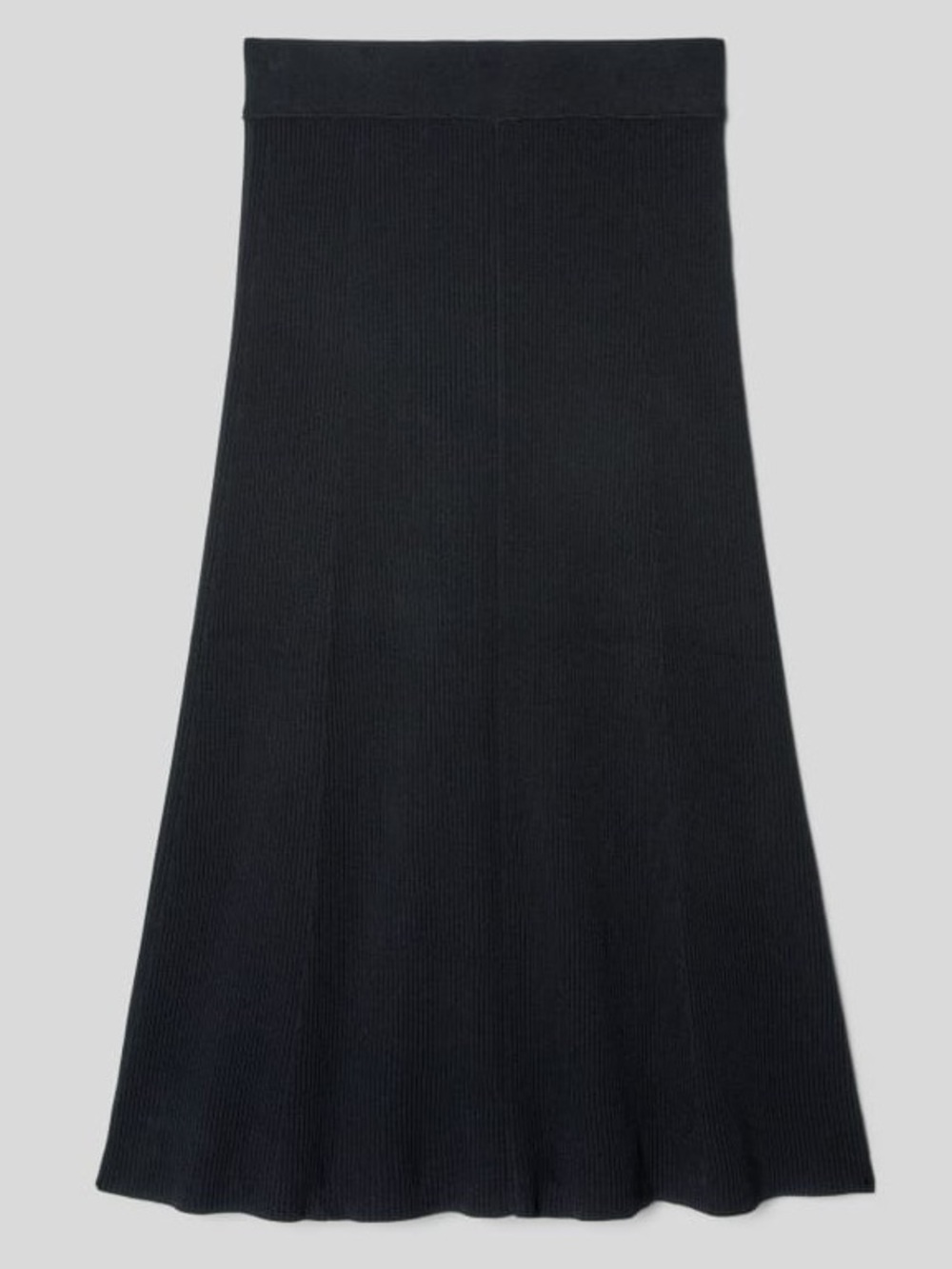 Everlane Black Organic Cotton Ribbed Knit Midi Skirt Small